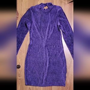H&M Divided Longsleeve Purple Ribbed Print Backless Dress S